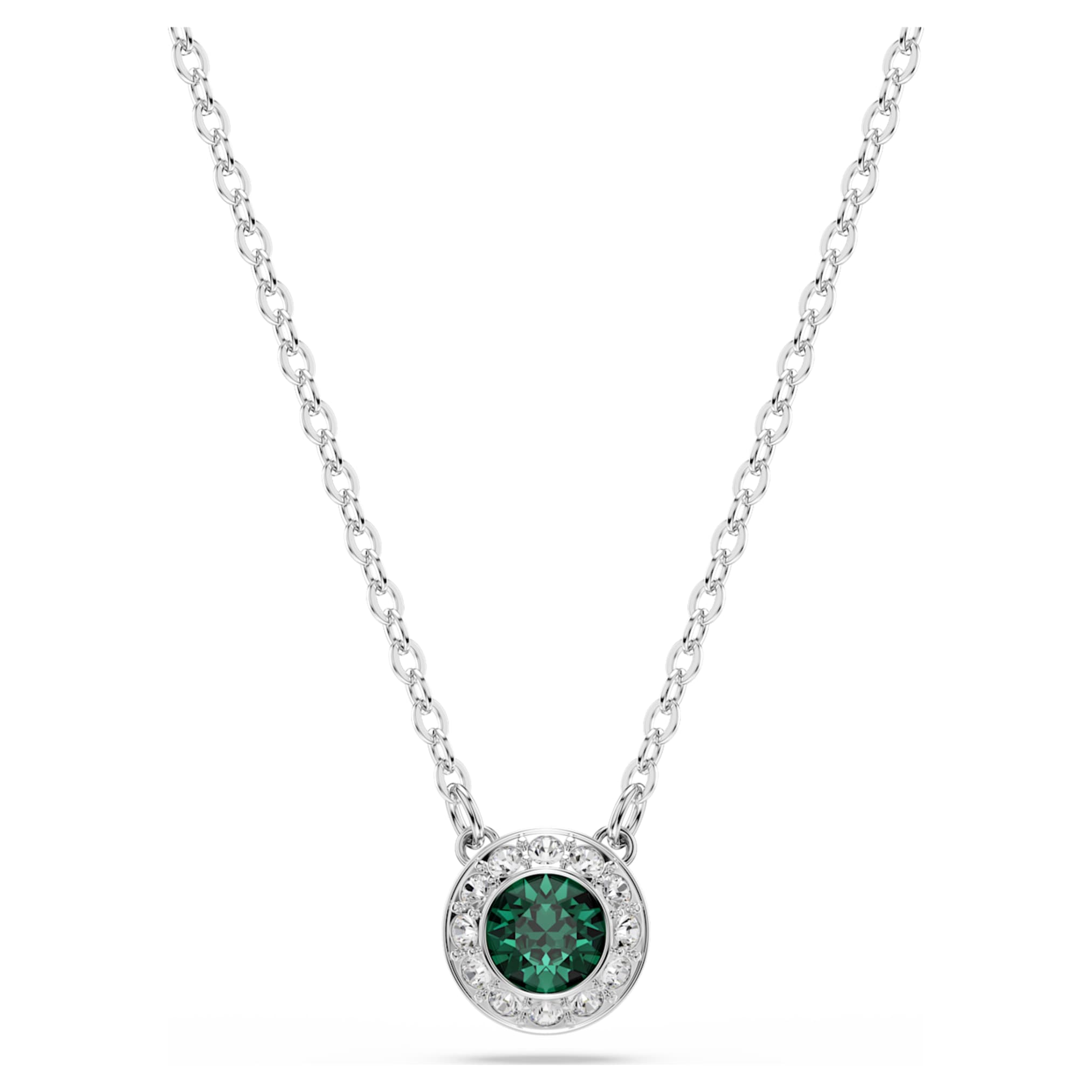 Swarovski Una Angelic pendant Round cut, Green, Rhodium plated