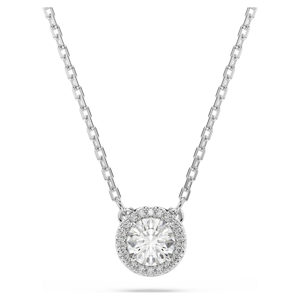 Swarovski Una Angelic pendant Round cut, Pavé, White, Rhodium plated