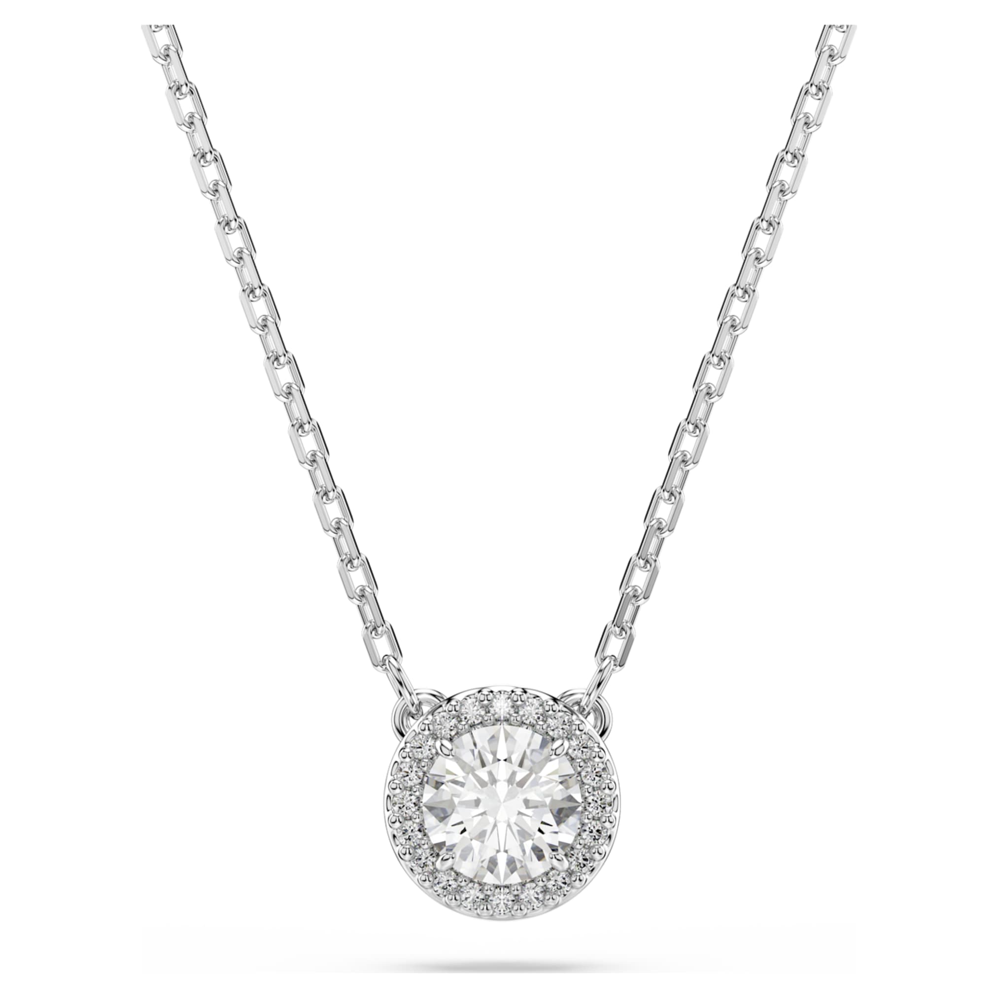 Swarovski Una Angelic pendant Round cut, Pavé, White, Rhodium plated