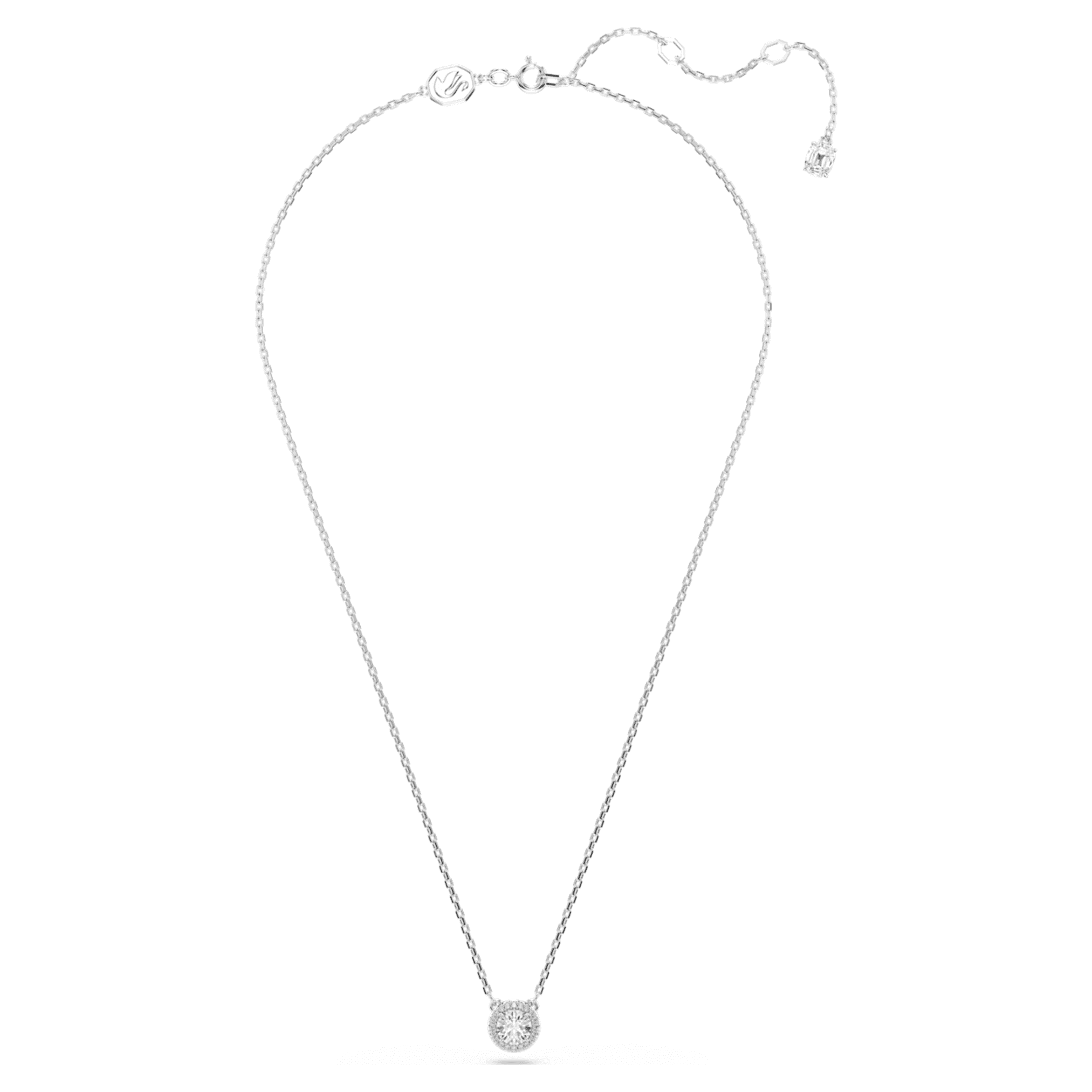 Swarovski Una Angelic pendant Round cut, Pavé, White, Rhodium plated