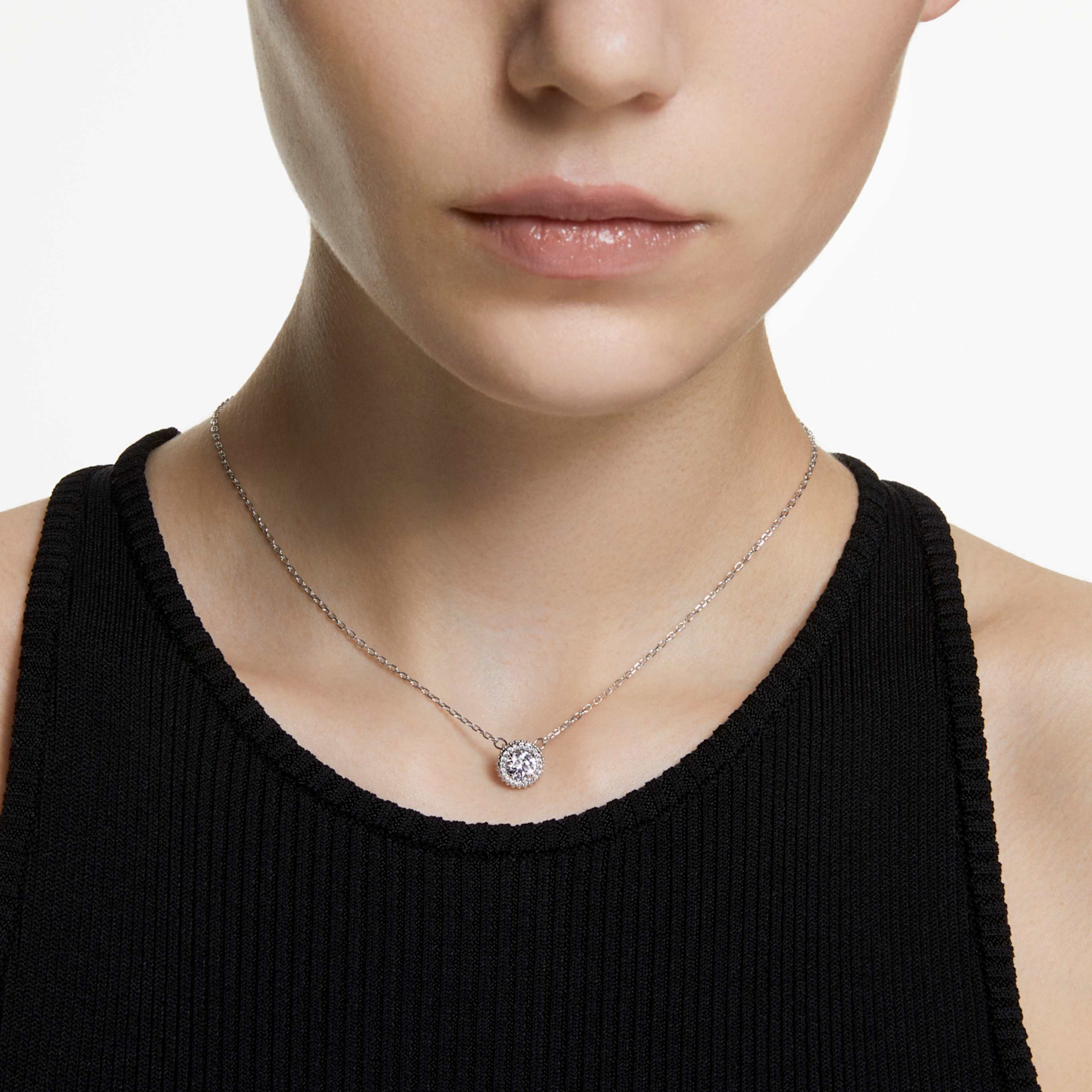 Swarovski Una Angelic pendant Round cut, Pavé, White, Rhodium plated