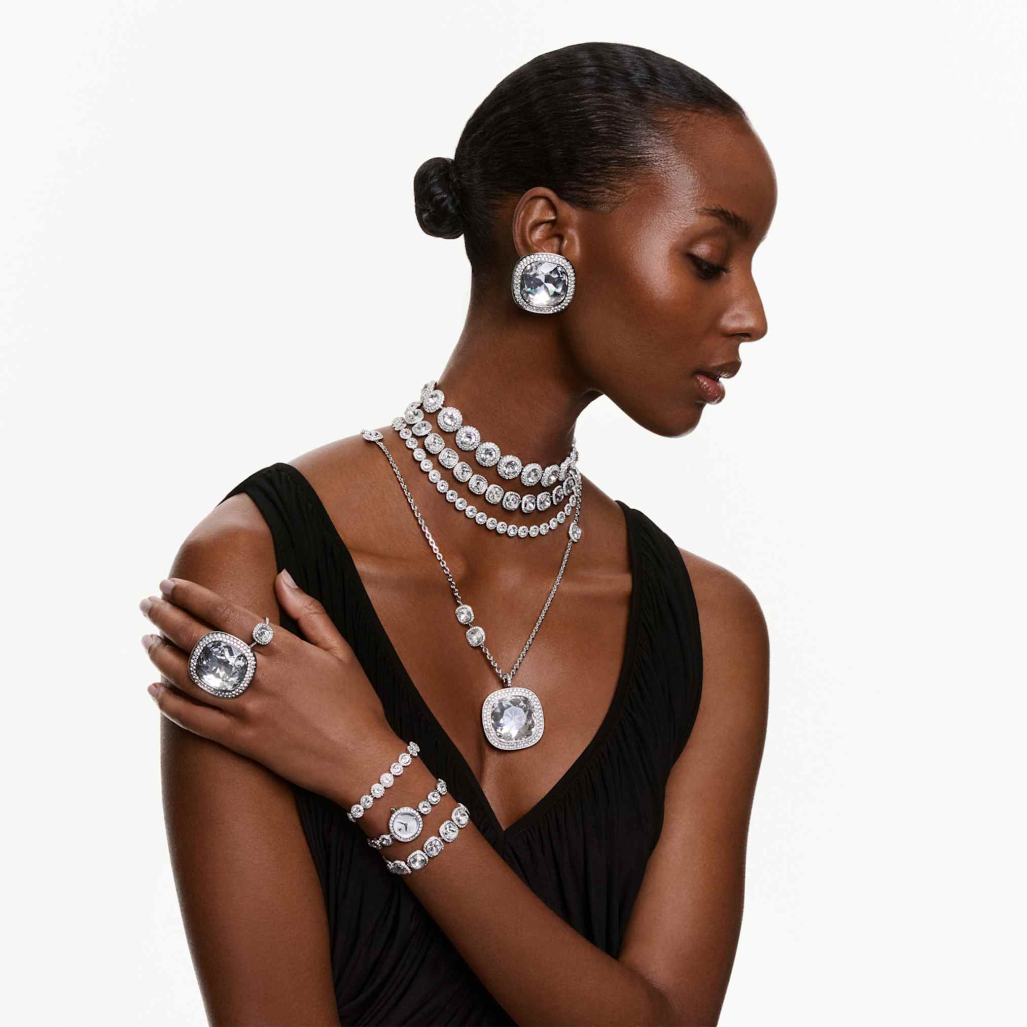 Swarovski Una Angelic pendant and brooch Cushion cut, White, Mixed Plating