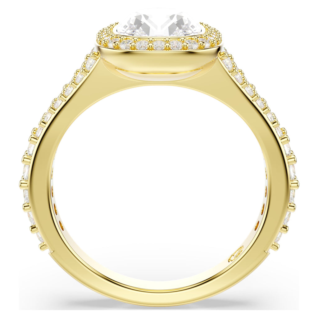 Swarovski Una Angelic ring Cushion cut, White, 18K gold finish