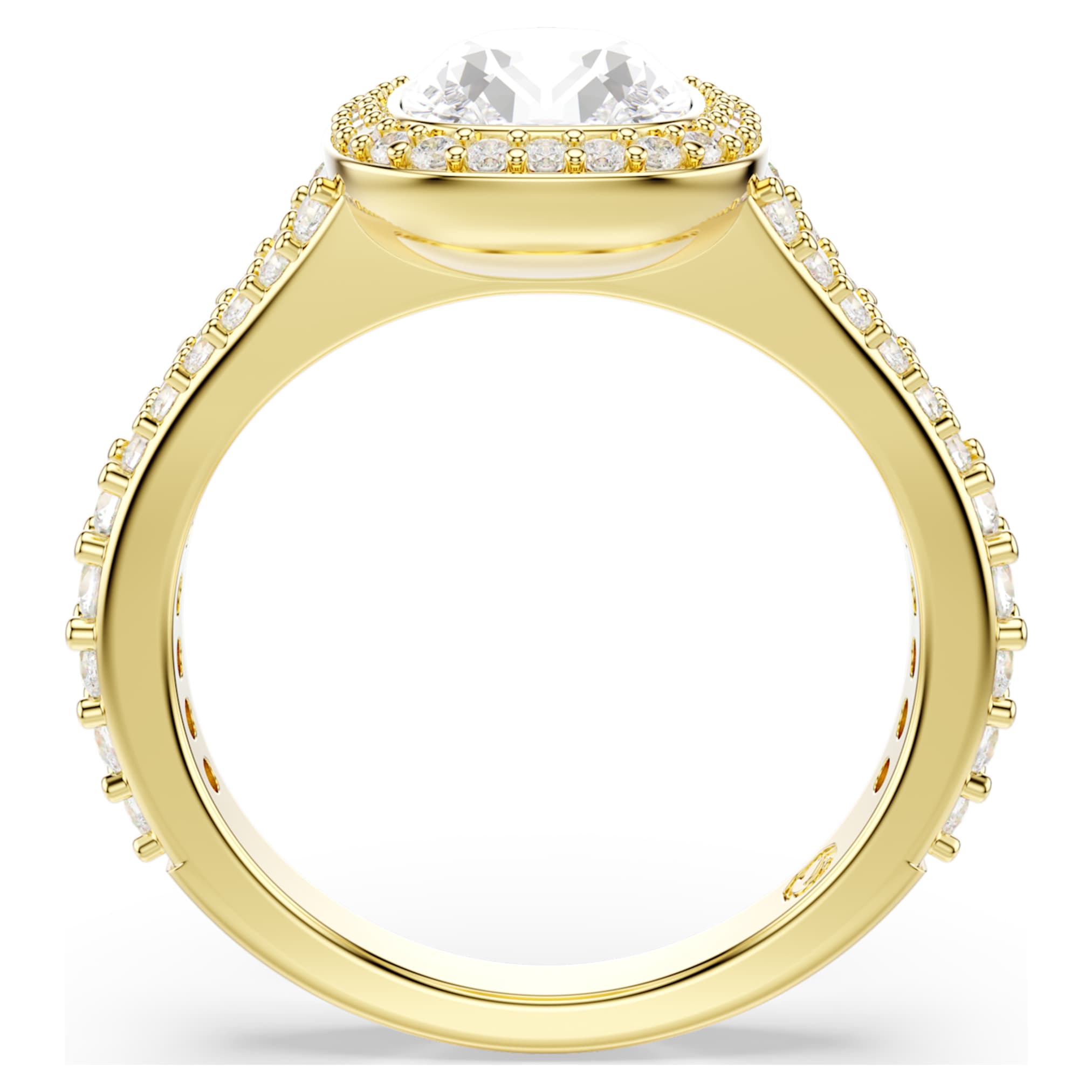 Swarovski Una Angelic ring Cushion cut, White, 18K gold finish