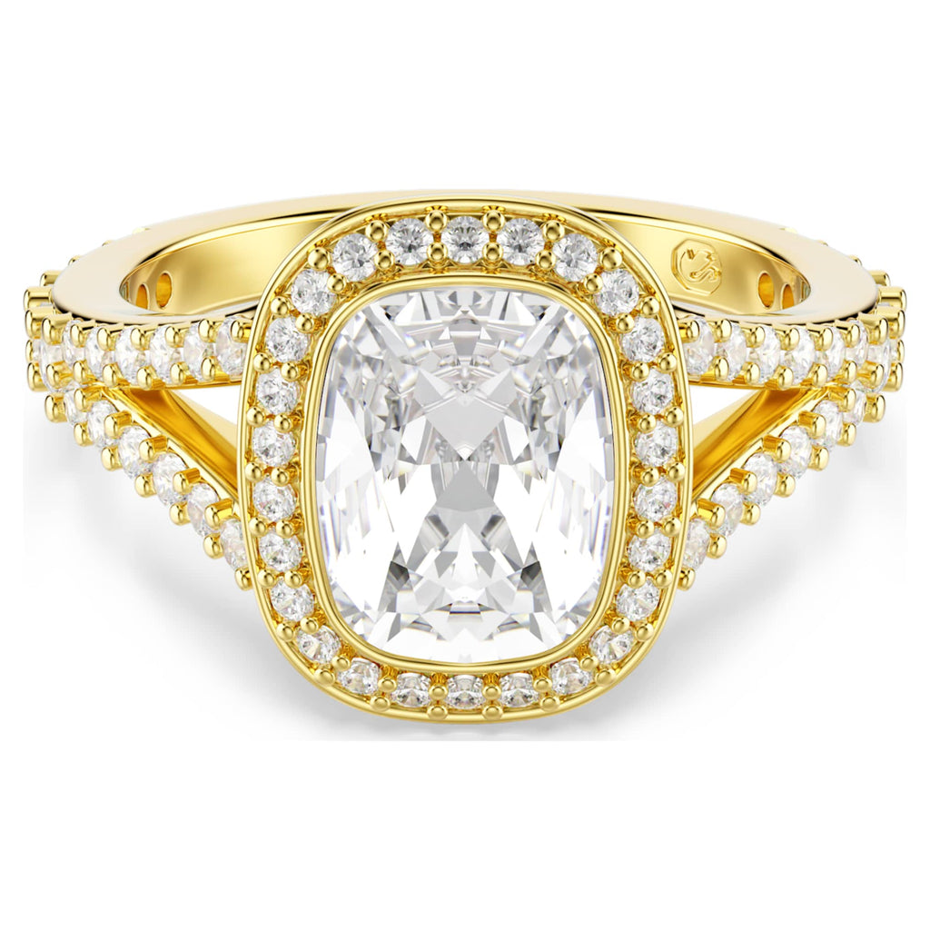 Swarovski Una Angelic ring Cushion cut, White, 18K gold finish