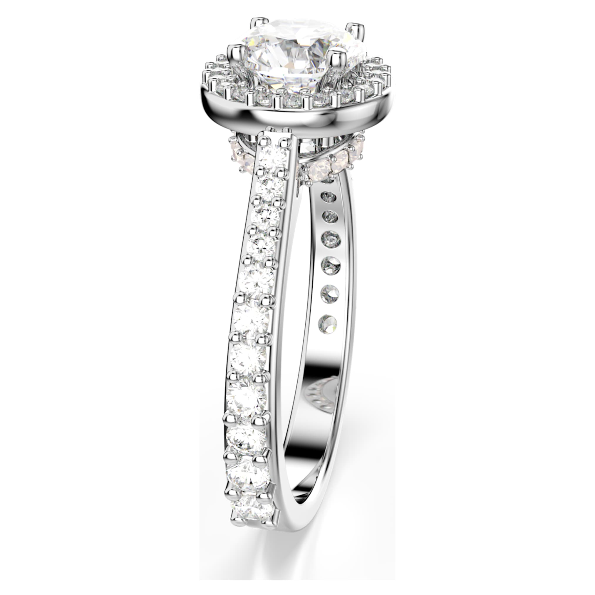 Swarovski Una Angelic ring Round cut, White, Silver-tone finish