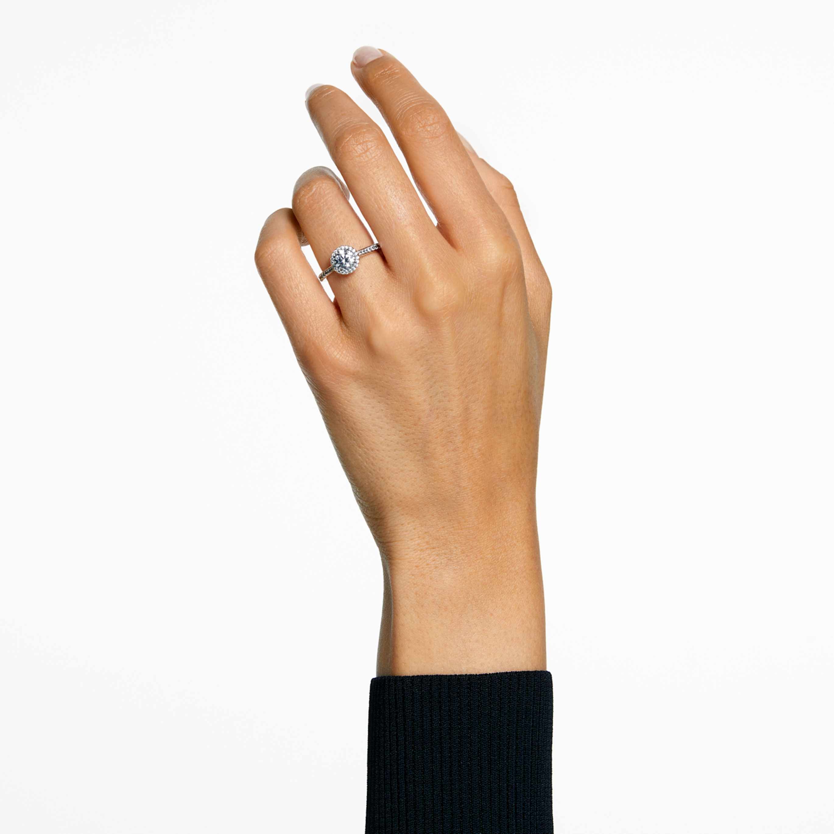 Swarovski Una Angelic ring Round cut, White, Silver-tone finish