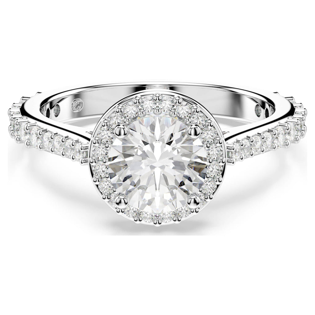Swarovski Una Angelic ring Round cut, White, Silver-tone finish