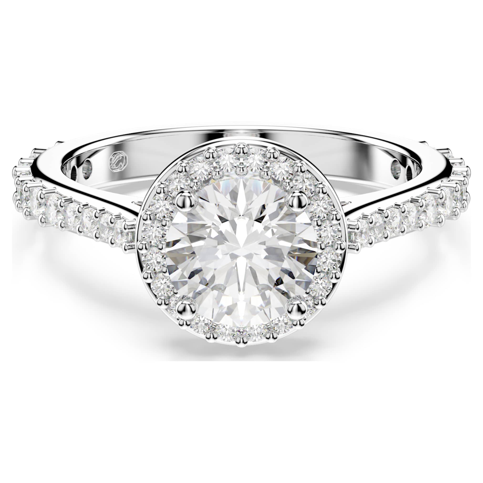 Swarovski Una Angelic ring Round cut, White, Silver-tone finish