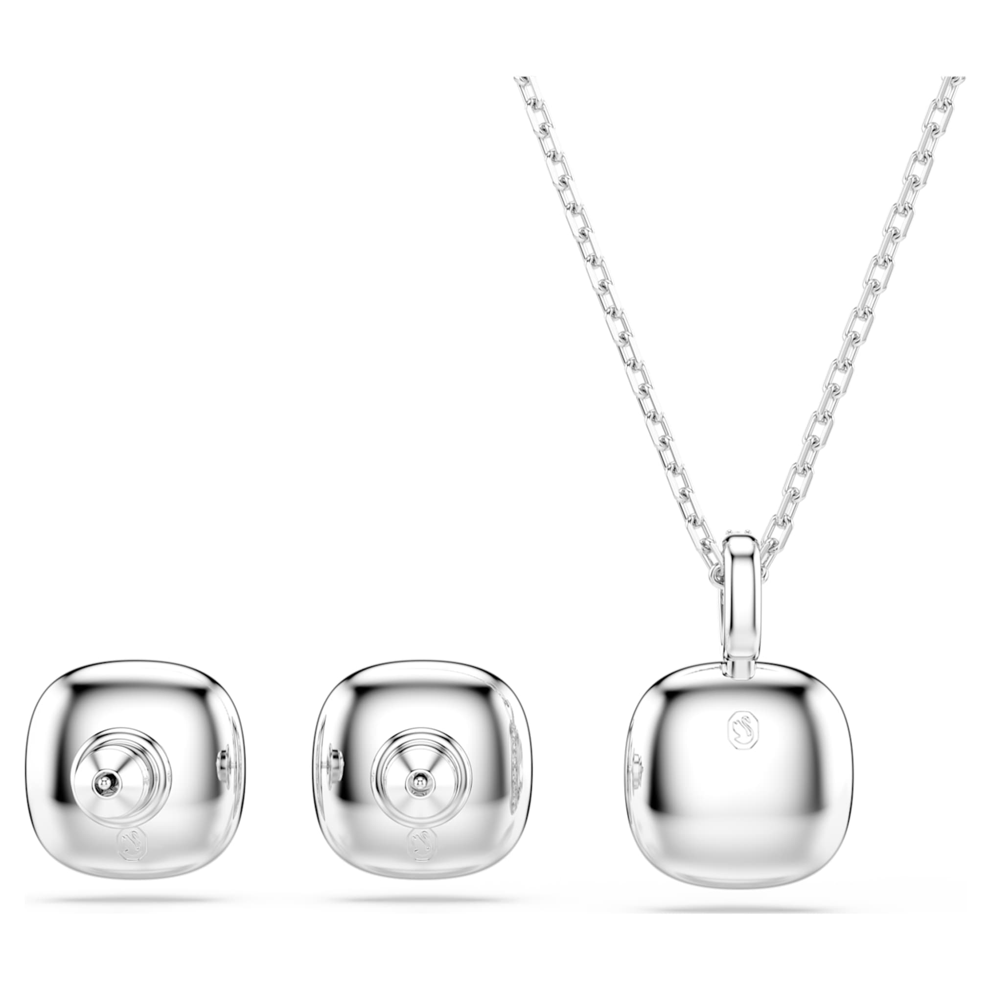 Swarovski Una Angelic set Cushion cut, White, Rhodium plated