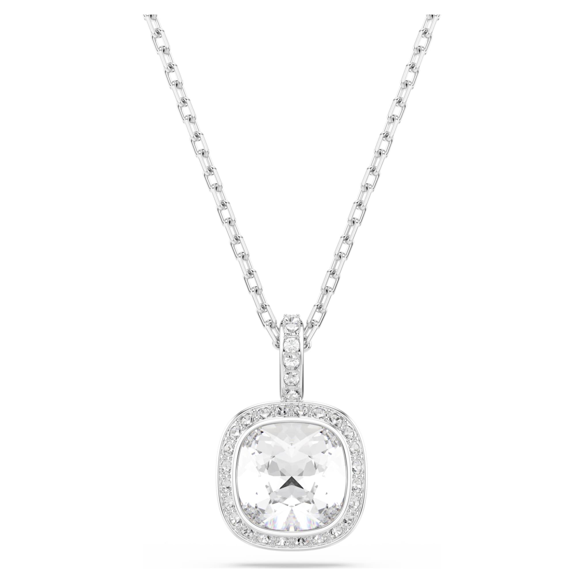 Swarovski Una Angelic set Cushion cut, White, Rhodium plated