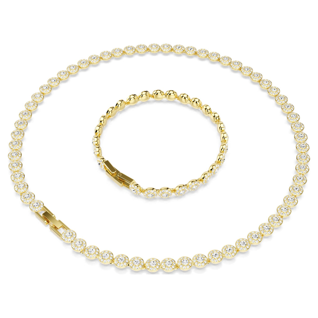 Swarovski Una Angelic set Round cut, White, 18K gold finish