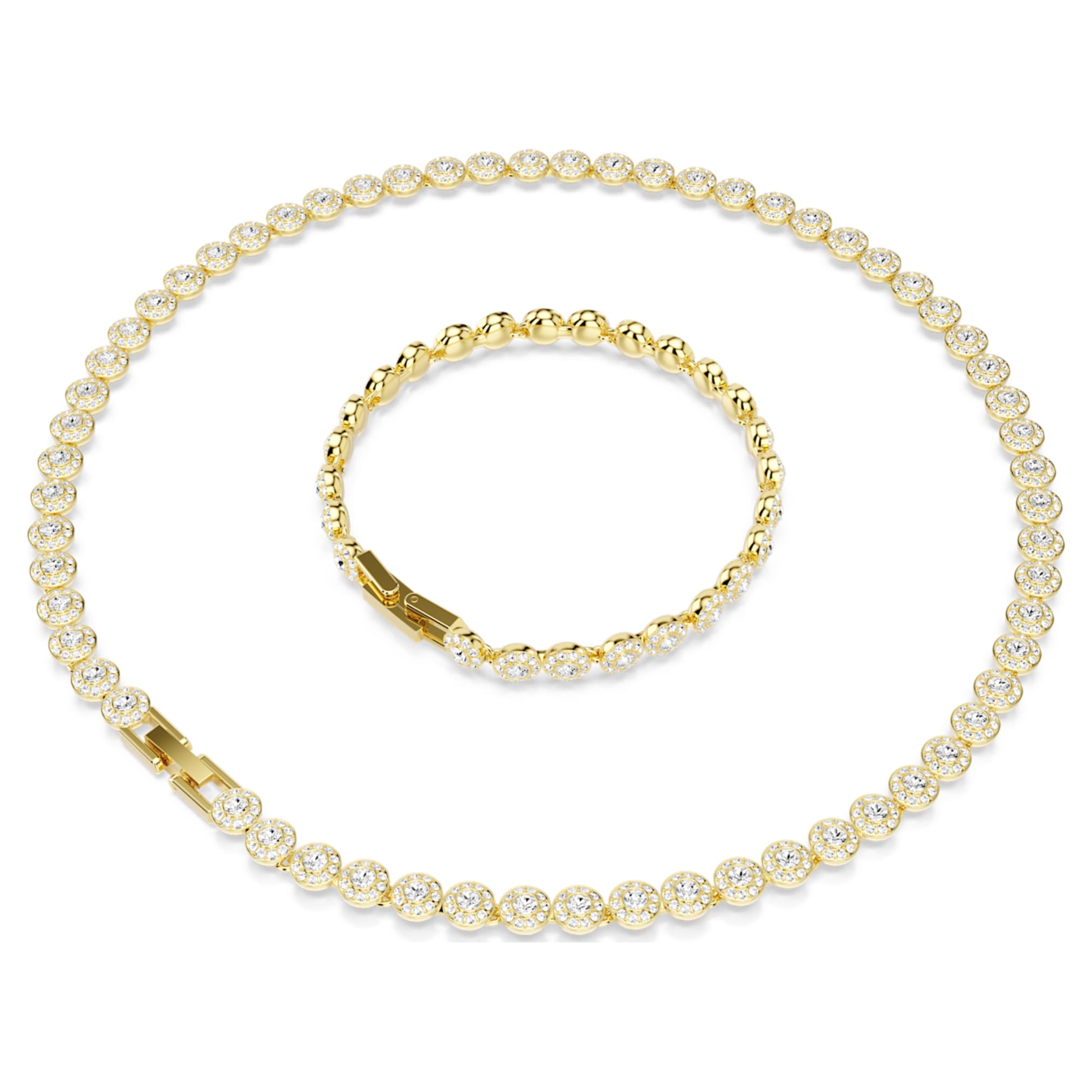 Swarovski Una Angelic set Round cut, White, 18K gold finish