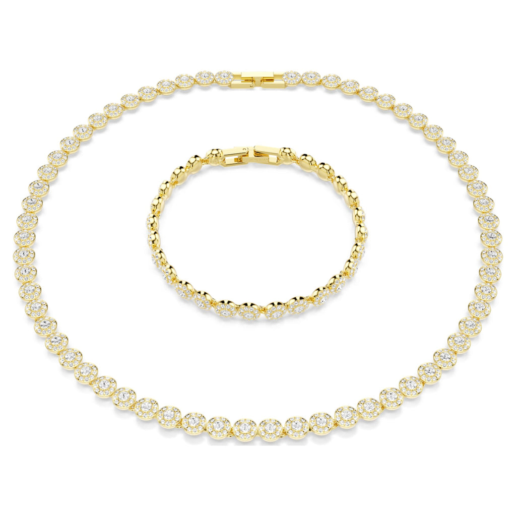 Swarovski Una Angelic set Round cut, White, 18K gold finish