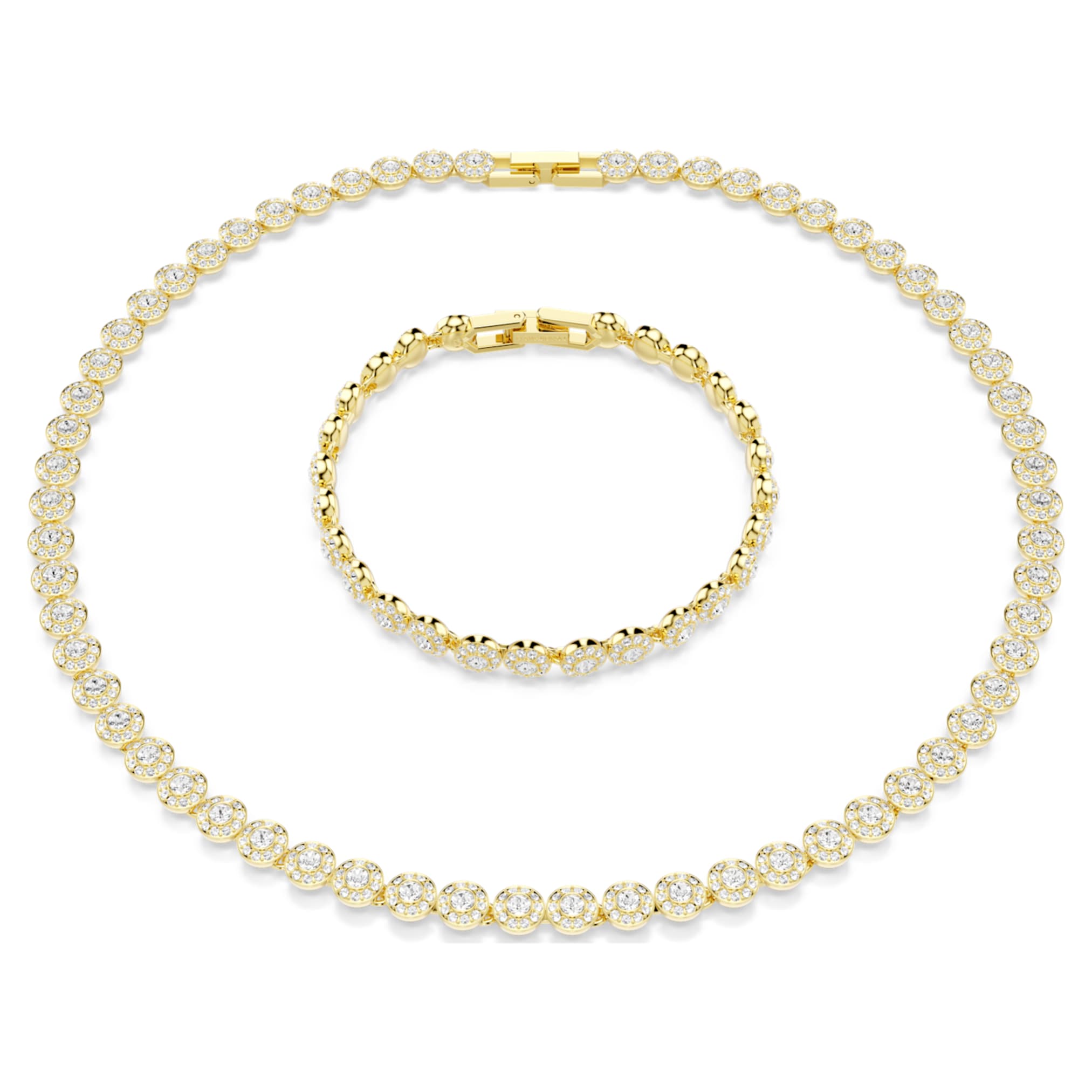 Swarovski Una Angelic set Round cut, White, 18K gold finish