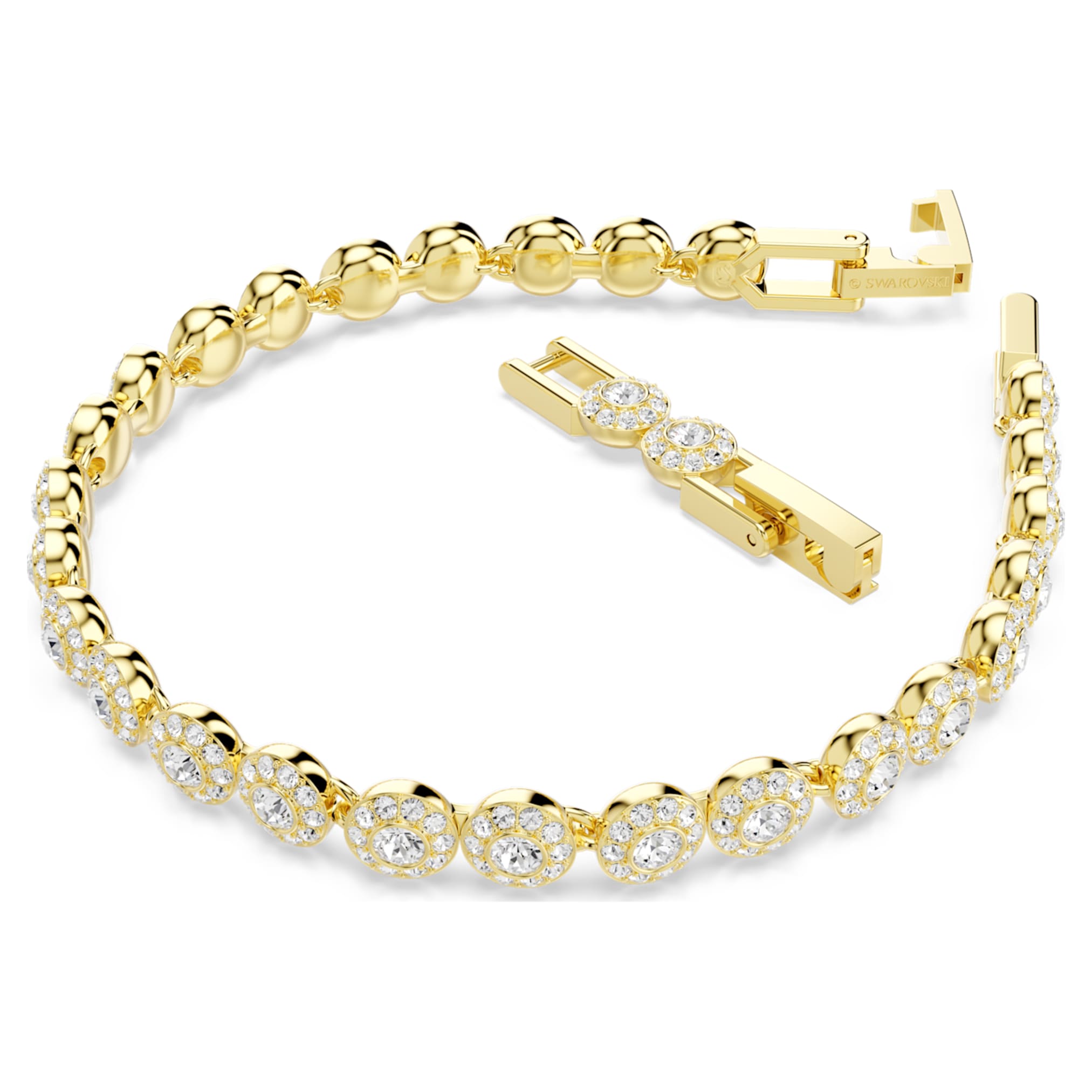 Swarovski Una Angelic set Round cut, White, 18K gold finish