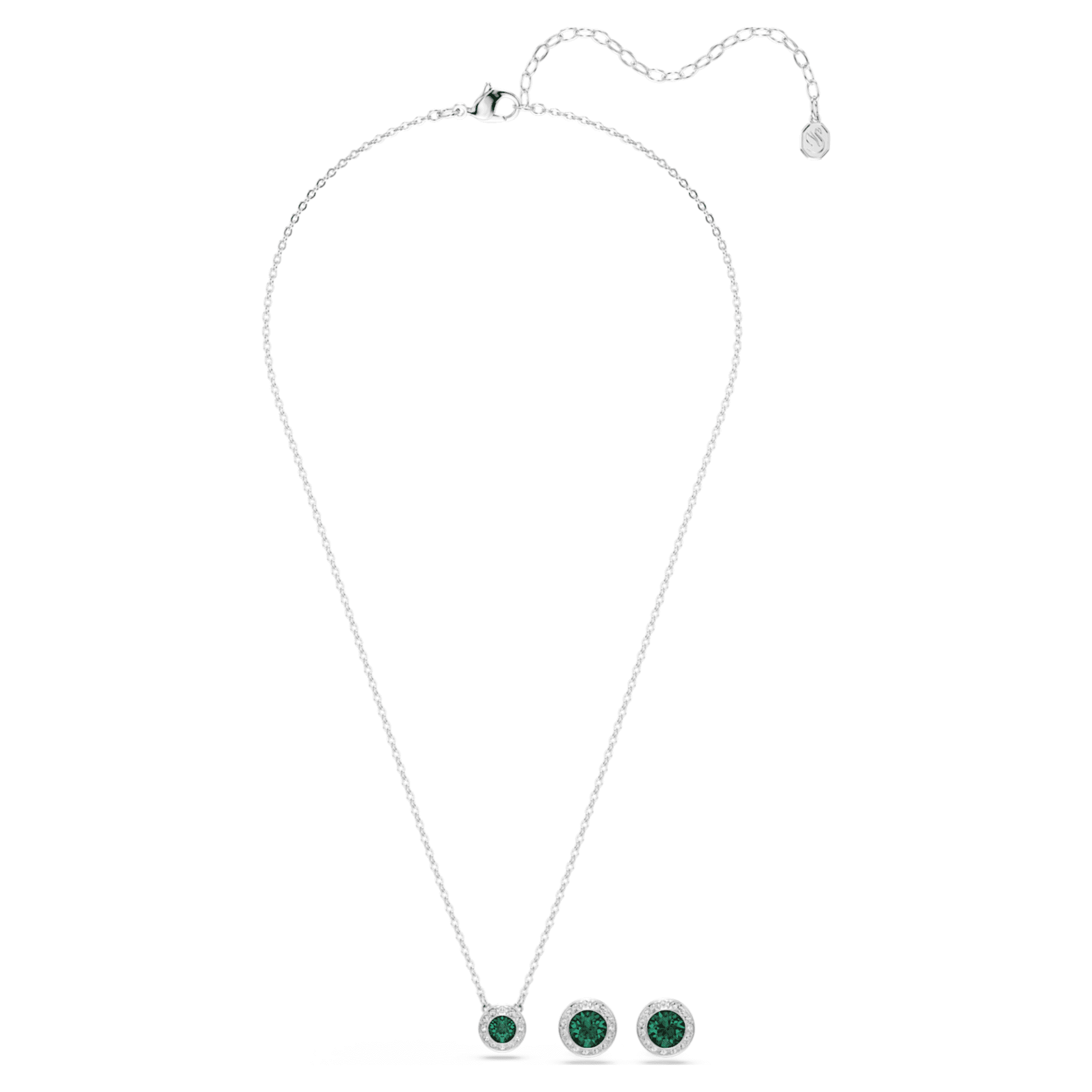 Swarovski Una Angelic set Set (2), Round cut, Green, Rhodium plated