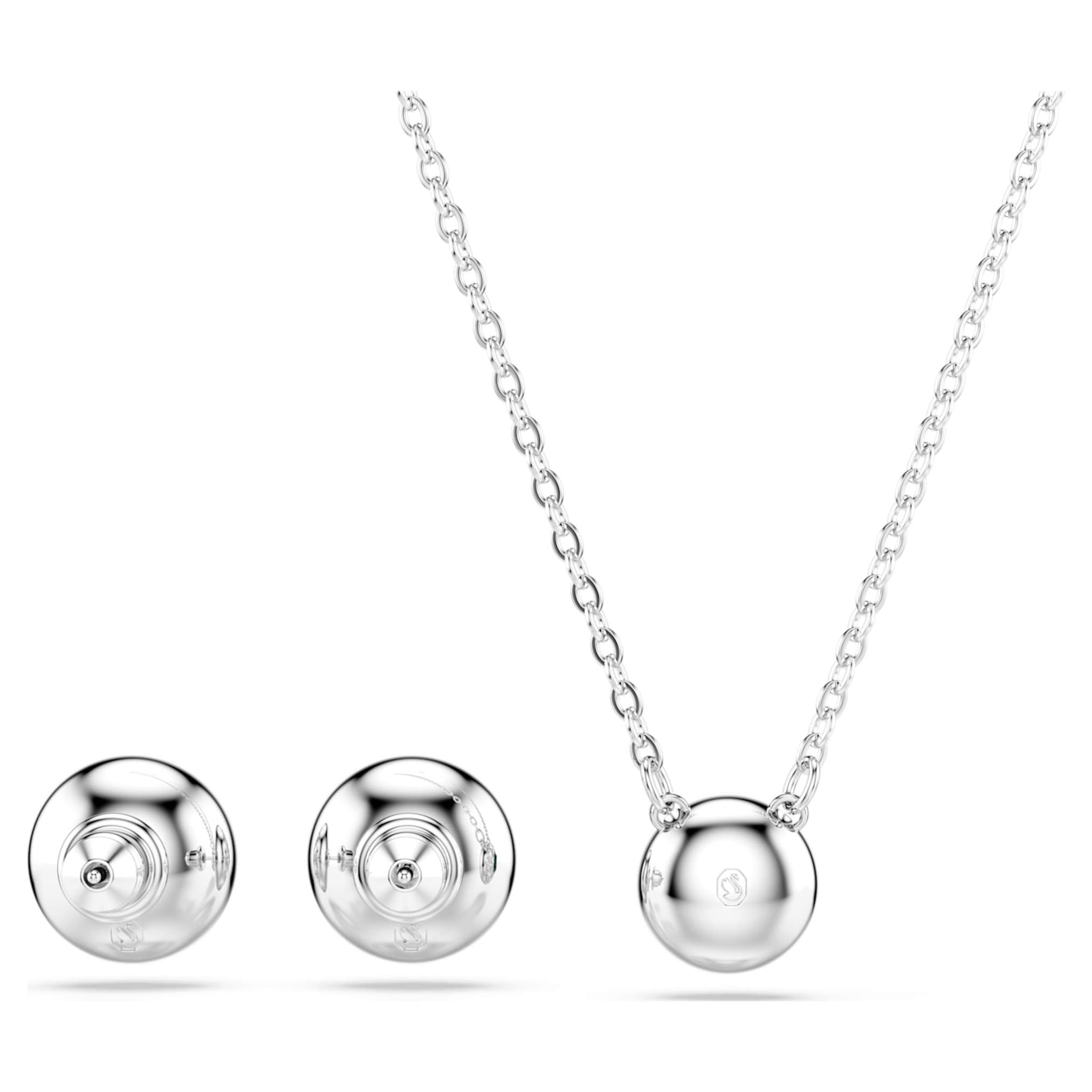 Swarovski Una Angelic set Set (2), Round cut, Green, Rhodium plated