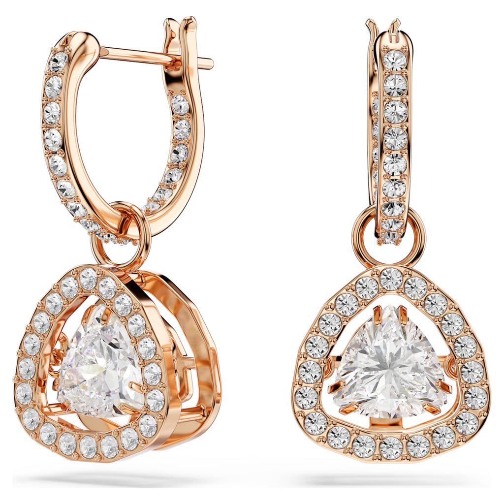 Swarovski Una Angelic set Set (2), Triangle cut, Pink, 18K rose gold finish