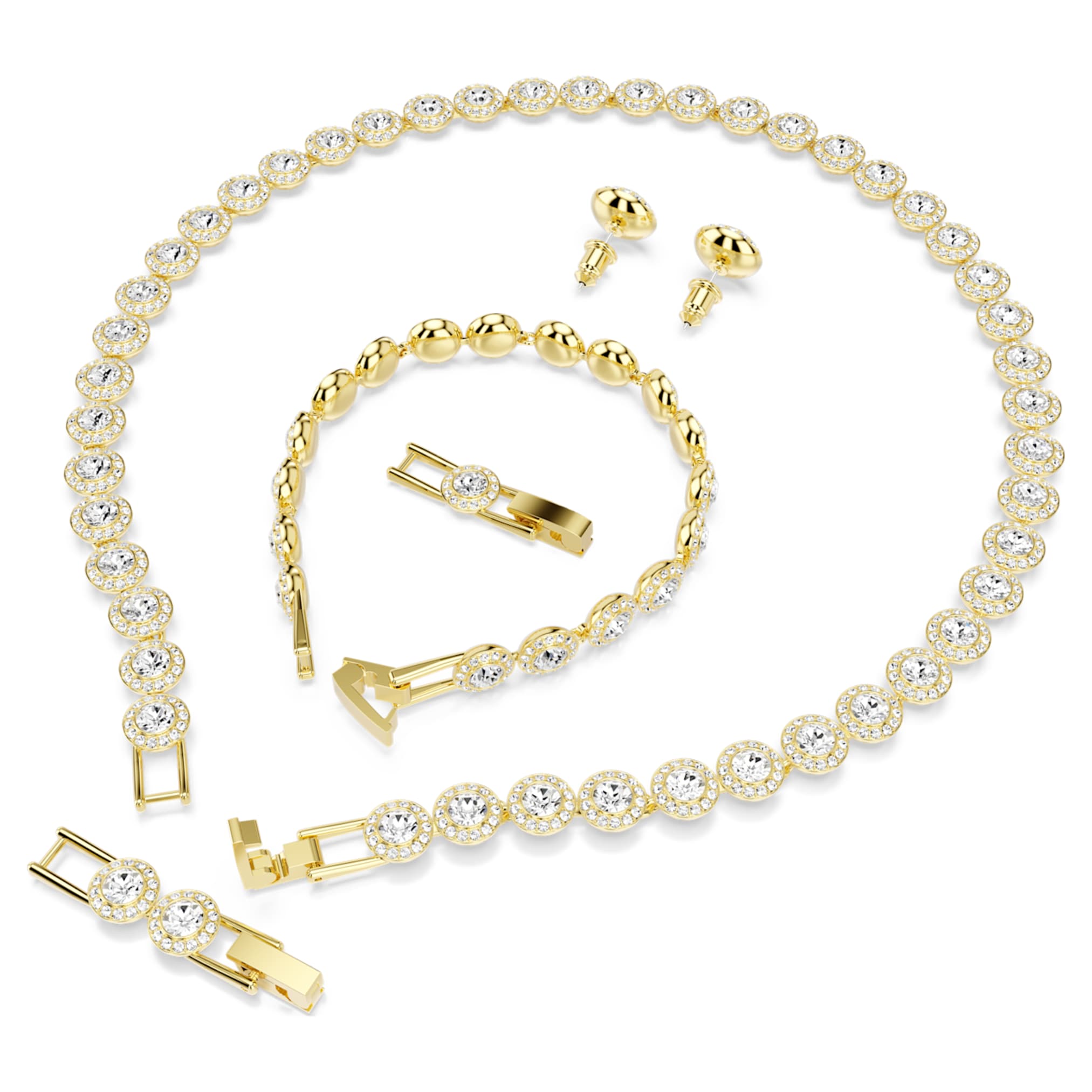 Swarovski Una Angelic set Set (3), Round cut, White, 18K gold finish