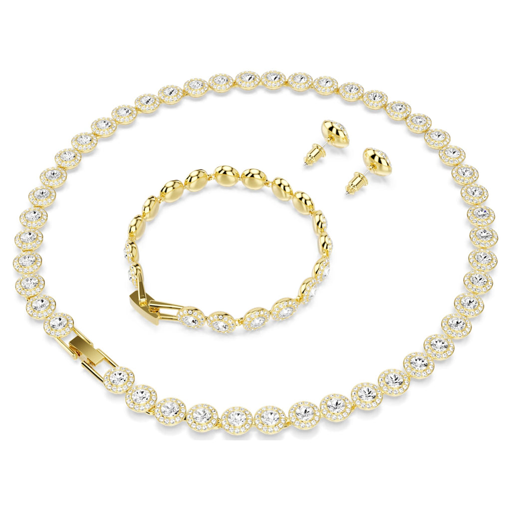 Swarovski Una Angelic set Set (3), Round cut, White, 18K gold finish