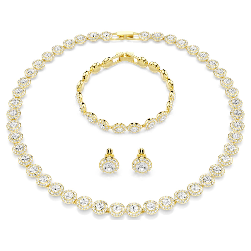 Swarovski Una Angelic set Set (3), Round cut, White, 18K gold finish