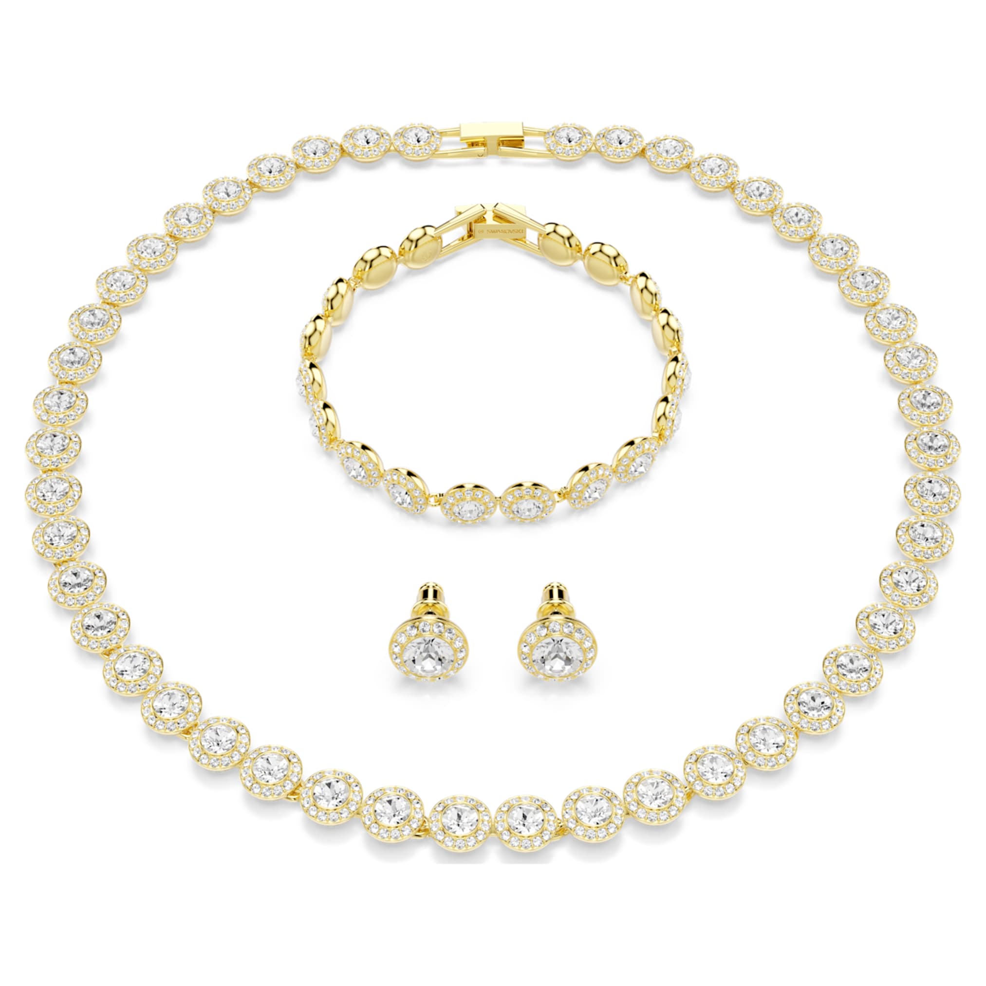 Swarovski Una Angelic set Set (3), Round cut, White, 18K gold finish