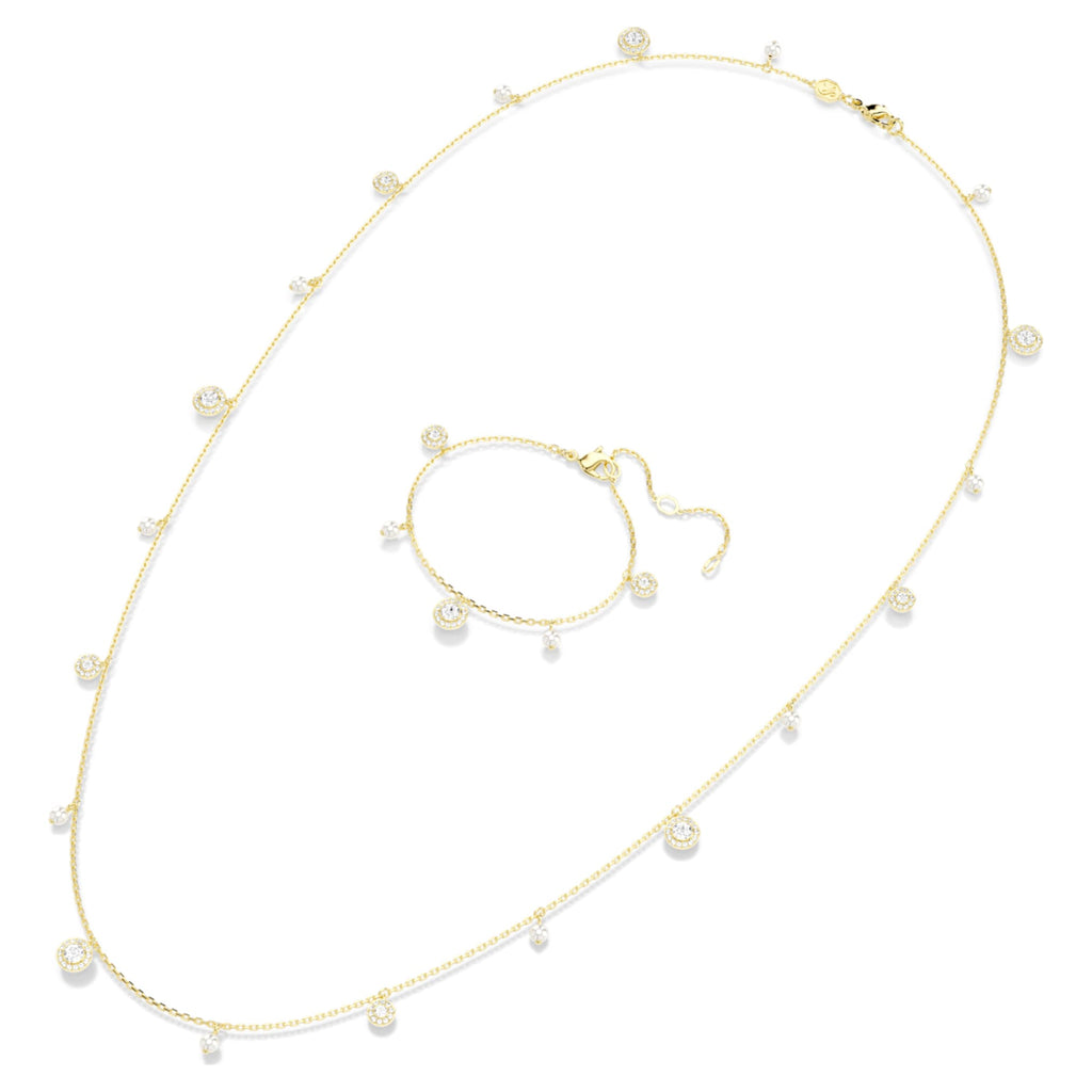 Swarovski Una Angelic strandage Crystal pearl, Round cut, White, 18K gold finish