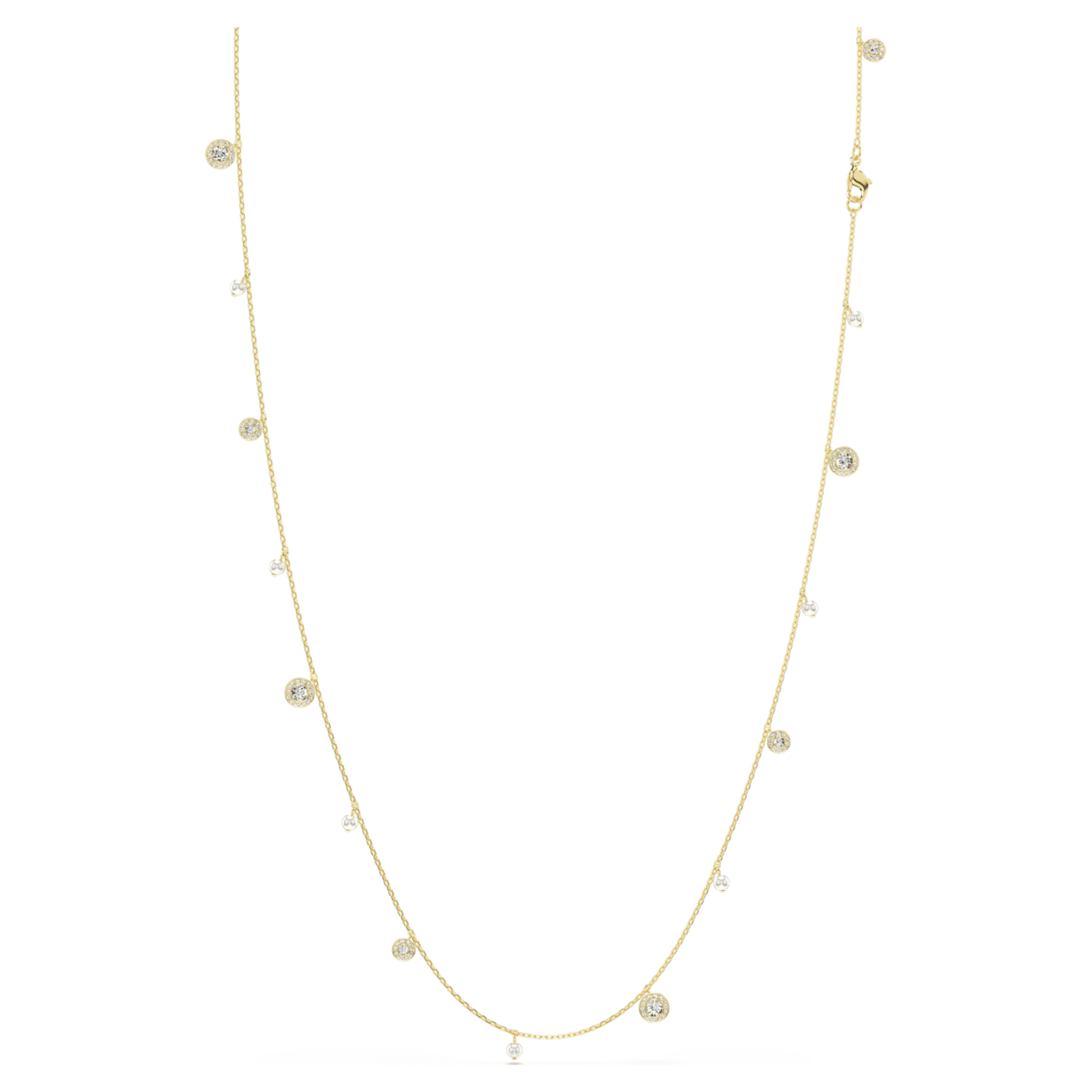 Swarovski Una Angelic strandage Crystal pearl, Round cut, White, 18K gold finish