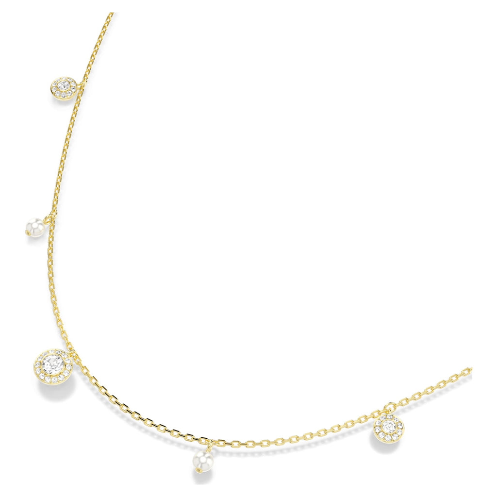 Swarovski Una Angelic strandage Crystal pearl, Round cut, White, 18K gold finish