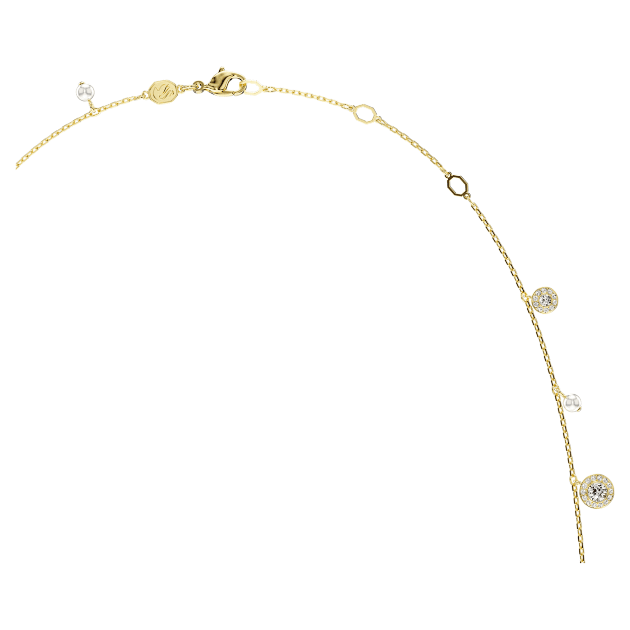 Swarovski Una Angelic strandage Crystal pearl, Round cut, White, 18K gold finish