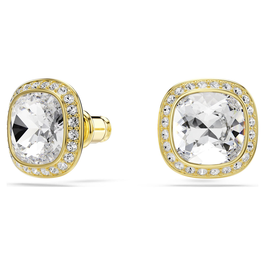 Swarovski Una Angelic stud earrings Cushion cut, White, 18K gold finish