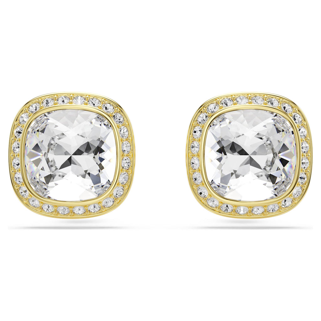 Swarovski Una Angelic stud earrings Cushion cut, White, 18K gold finish