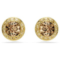 Swarovski Una Angelic stud earrings Round cut, Caramel, 18K gold finish