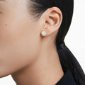 Swarovski Una Angelic stud earrings Round cut, Pavé, White, Rhodium plated
