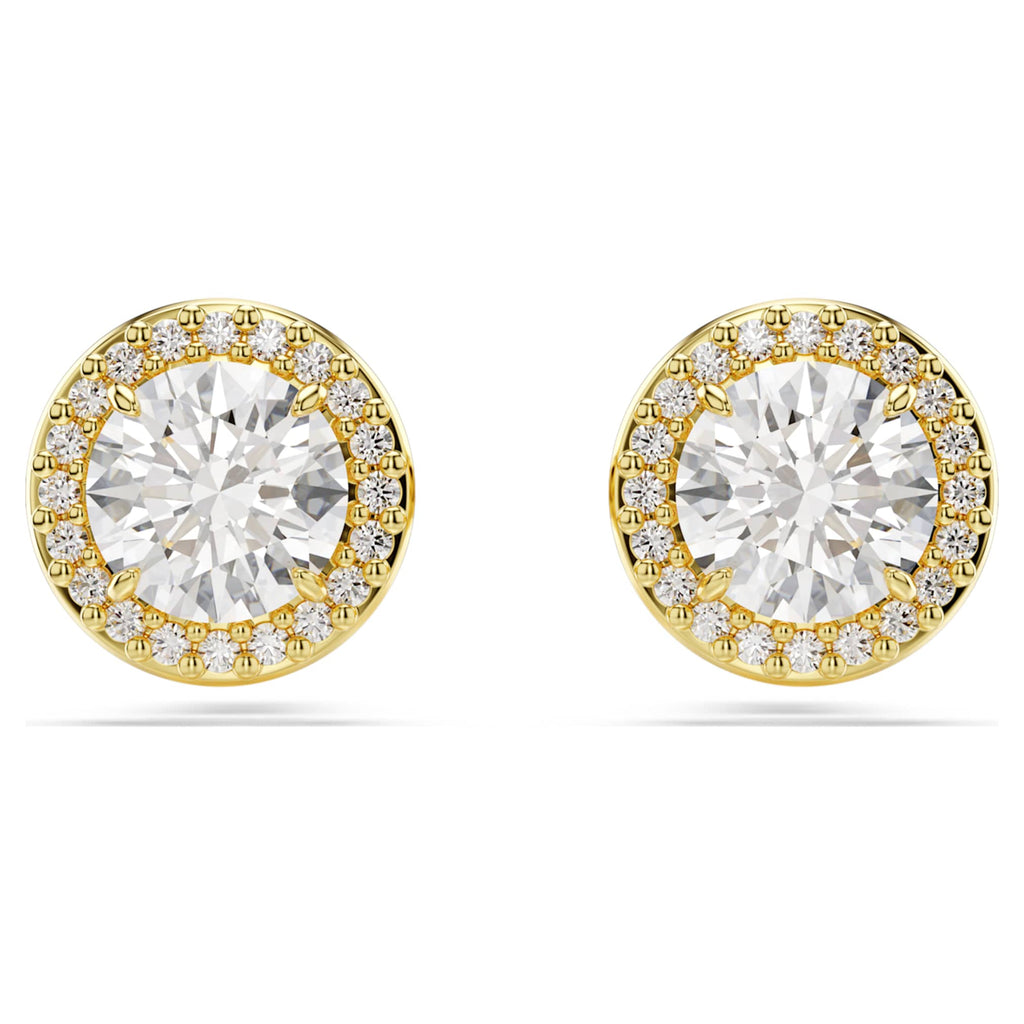 Swarovski Una Angelic stud earrings Round cut, Gold tone, 18K gold finish