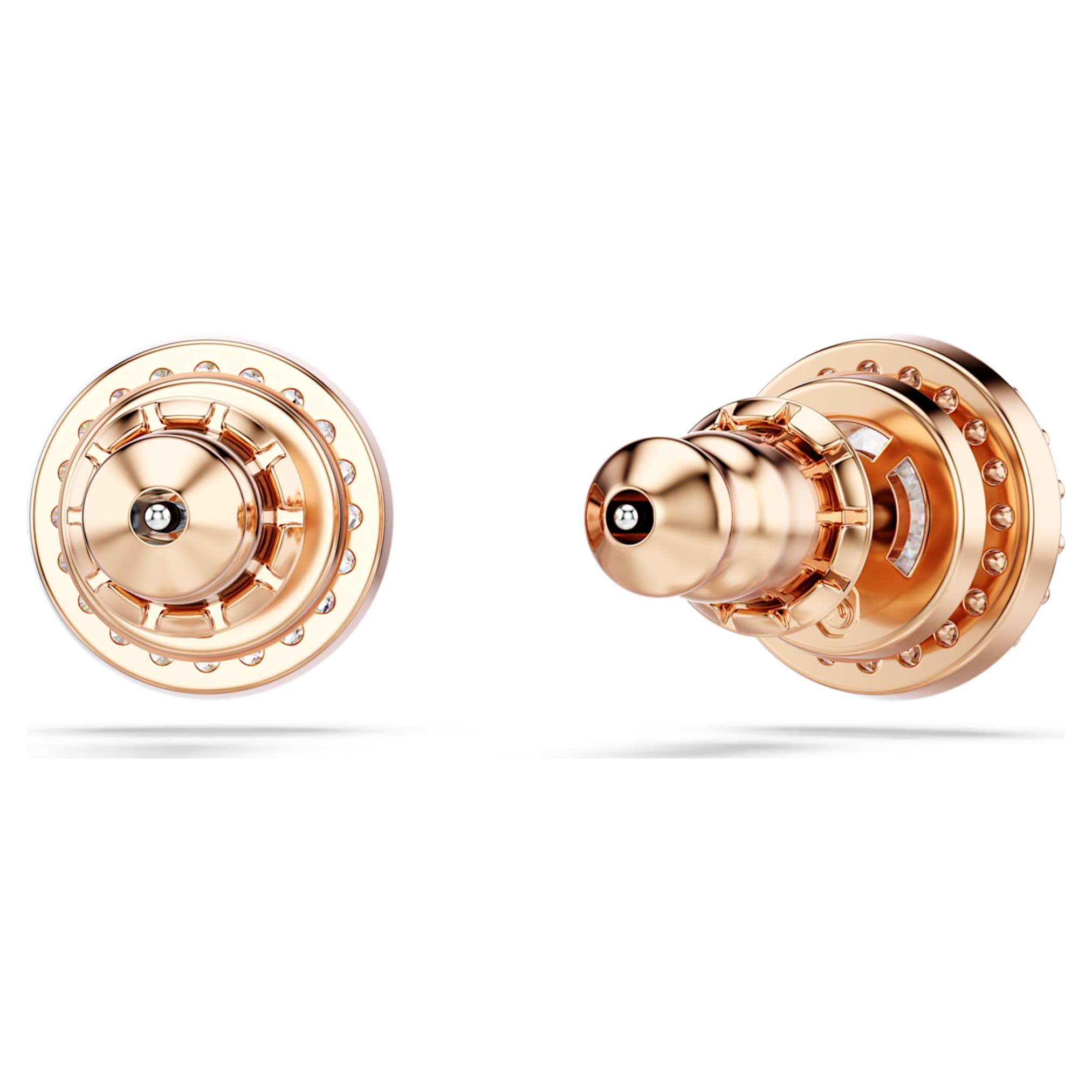 Swarovski Una Angelic stud earrings Round cut, Pavé, White, 18K rose gold finish