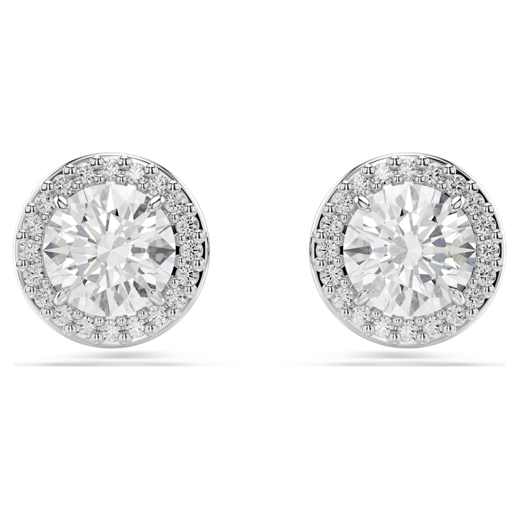 Swarovski Una Angelic stud earrings Round cut, Pavé, White, Rhodium plated