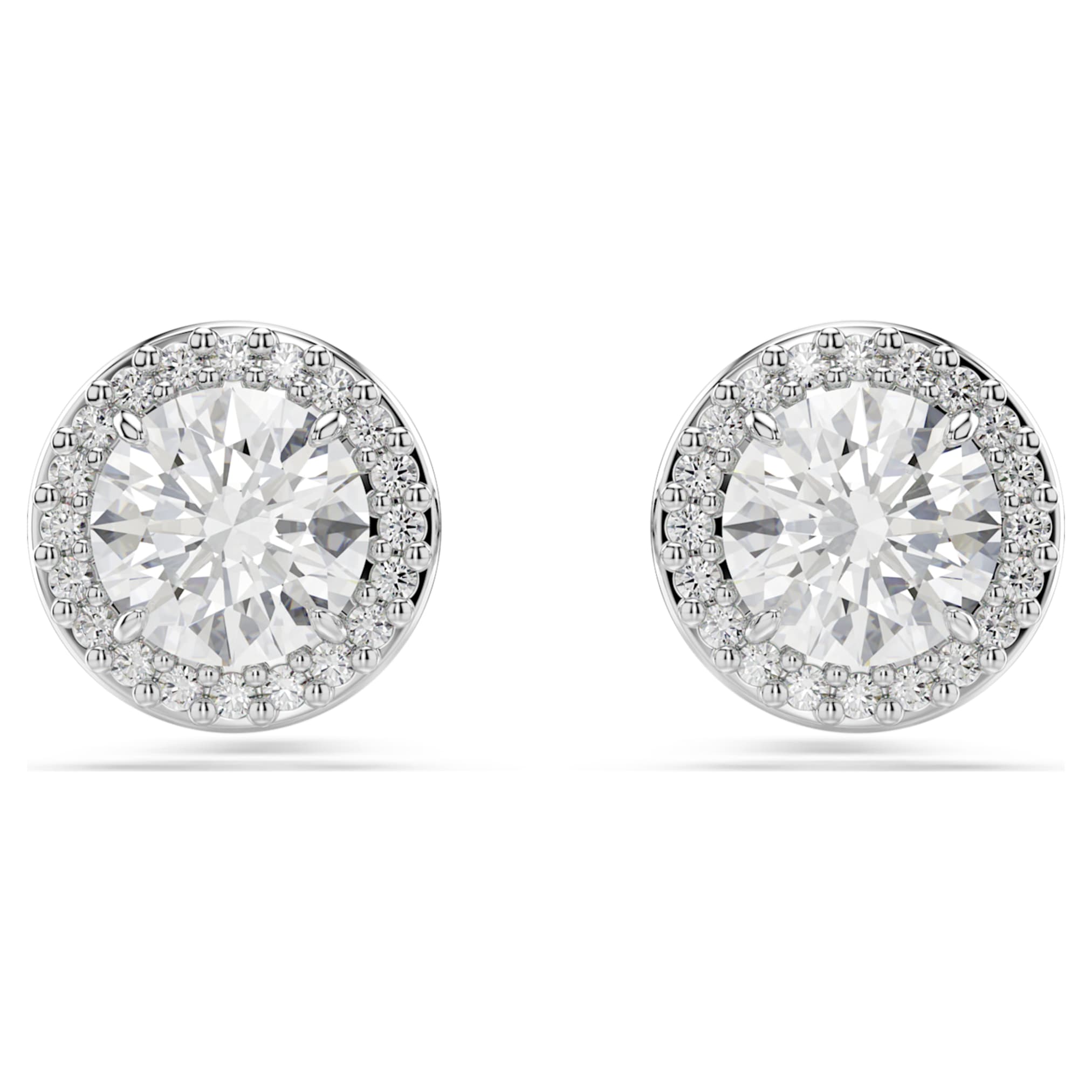 Swarovski Una Angelic stud earrings Round cut, Pavé, White, Rhodium plated