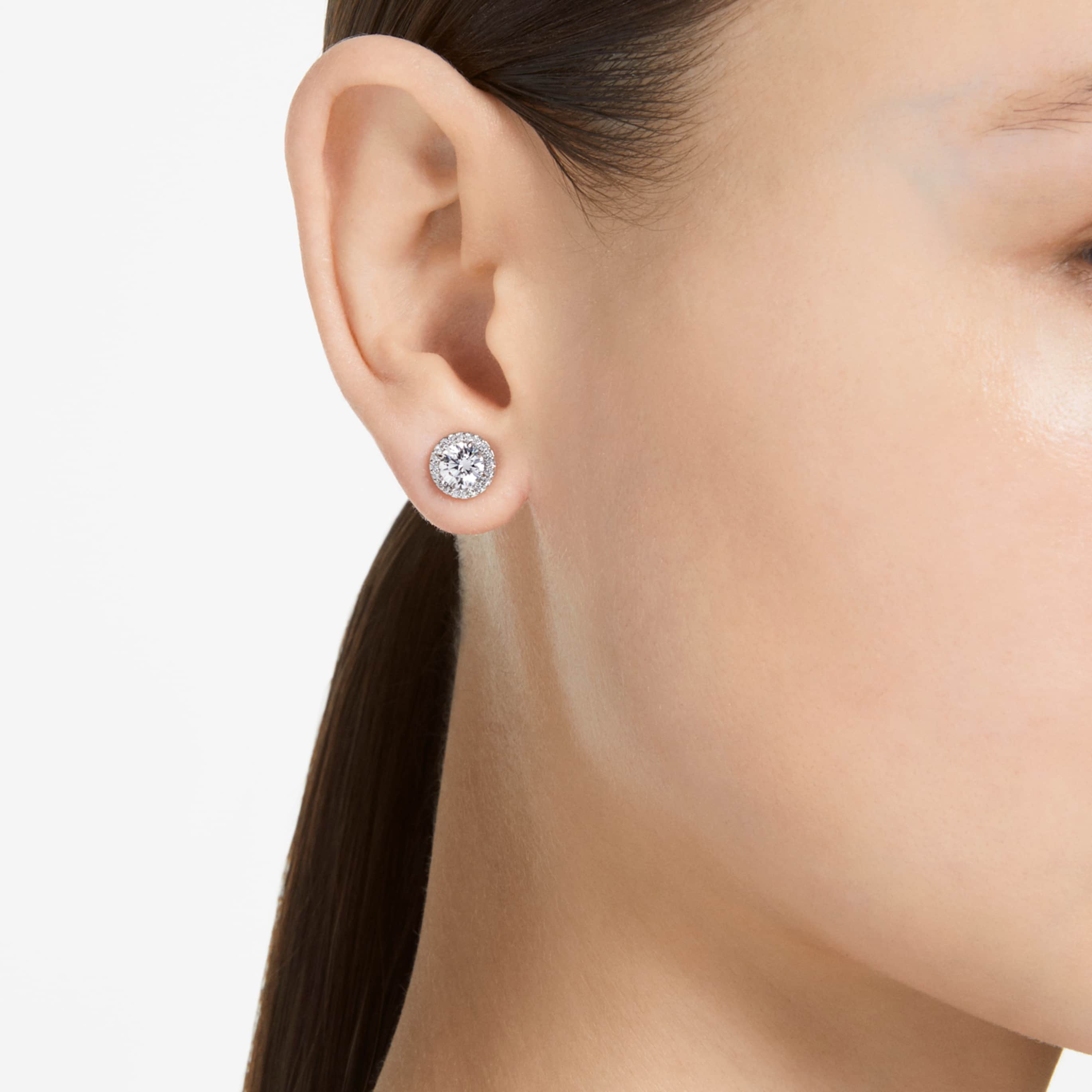 Swarovski Una Angelic stud earrings Round cut, Gold tone, 18K gold finish