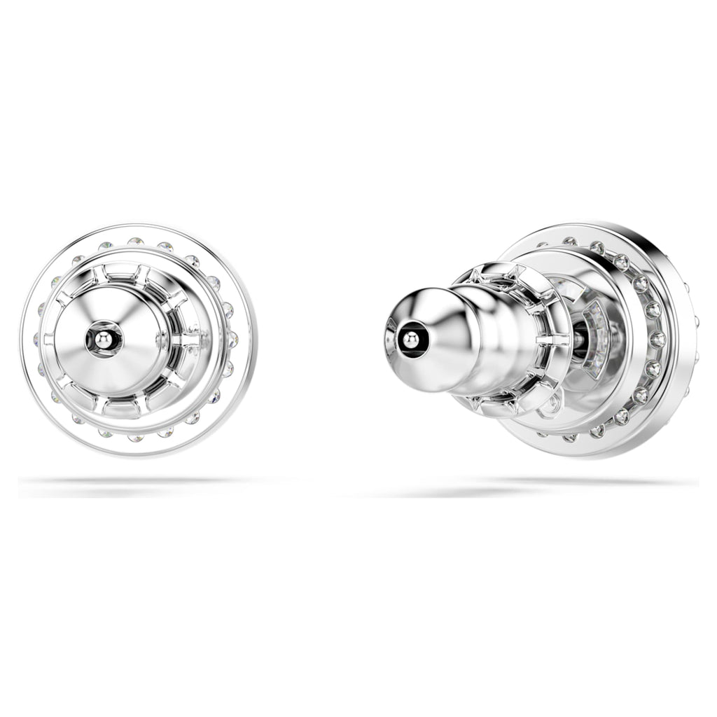 Swarovski Una Angelic stud earrings Round cut, Pavé, White, Rhodium plated