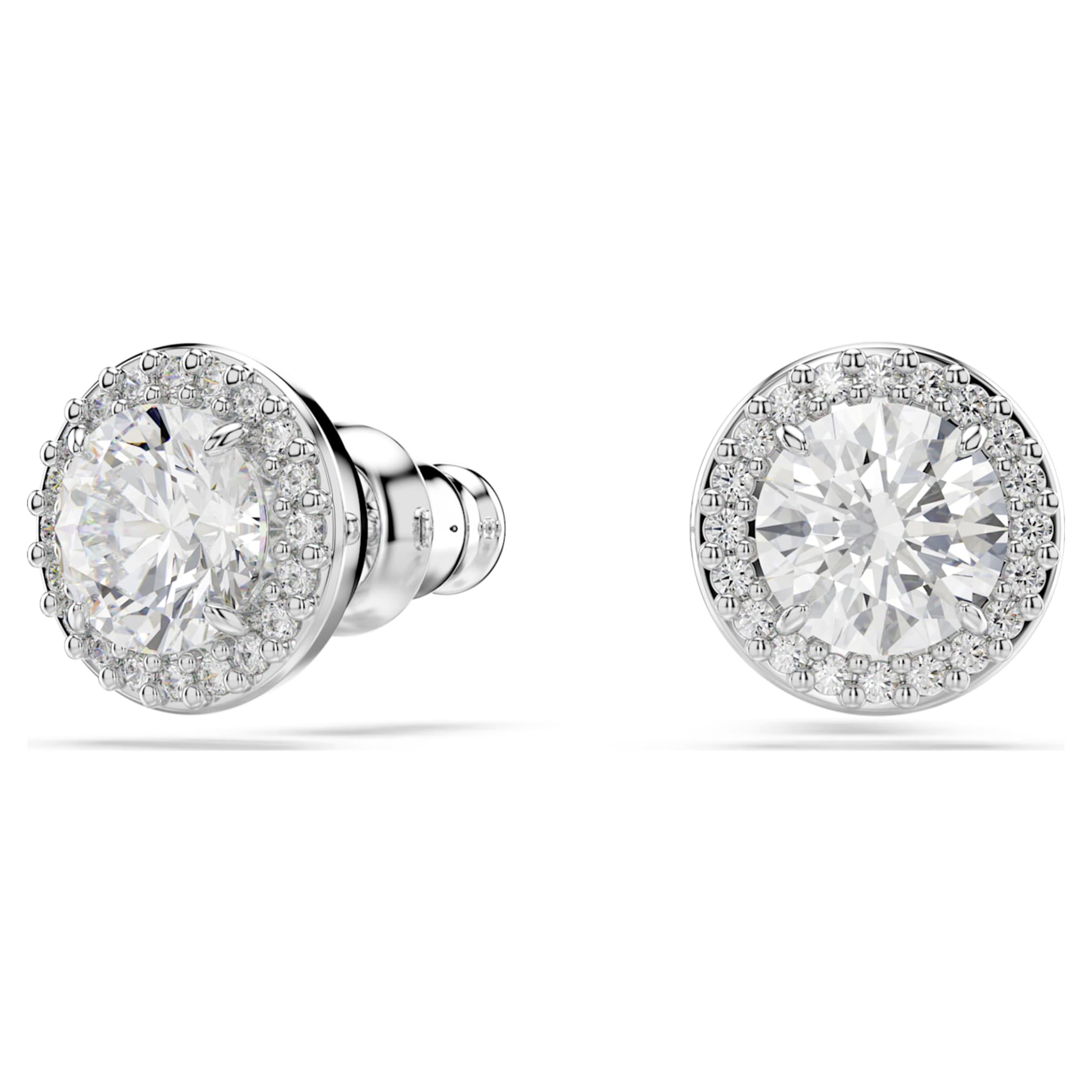 Swarovski Una Angelic stud earrings Round cut, Pavé, White, Rhodium plated