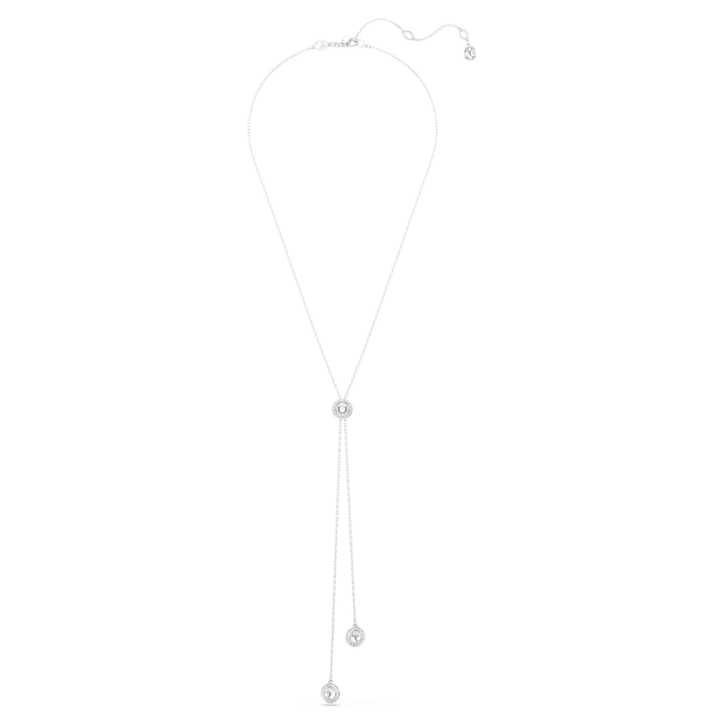 Swarovski Una Angelic Y pendant Round cut, White, Rhodium plated