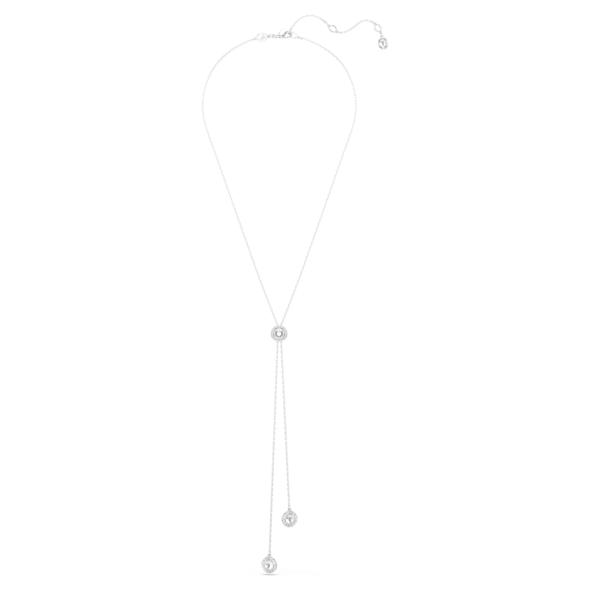 Swarovski Una Angelic Y pendant Round cut, White, Rhodium plated