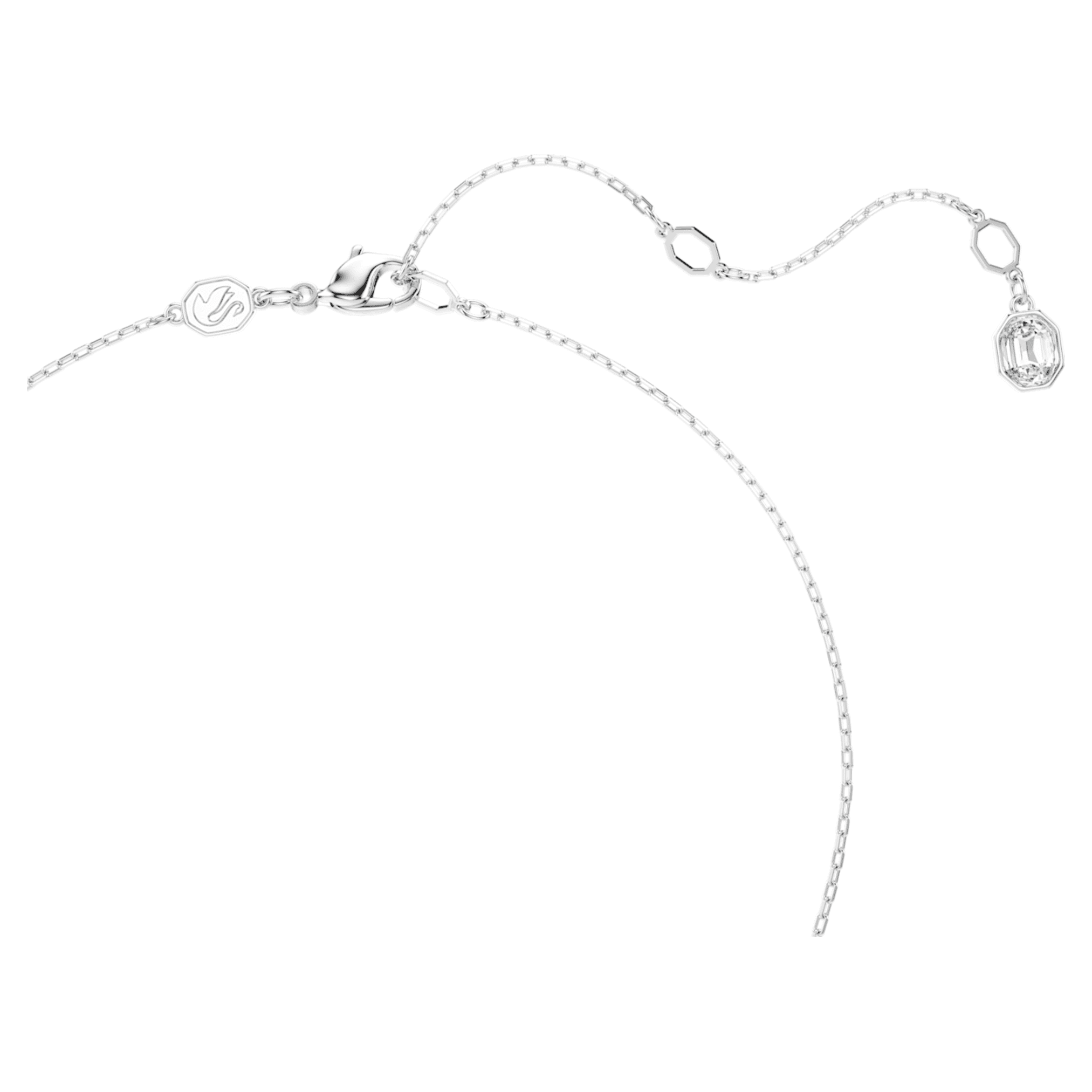 Swarovski Una Angelic Y pendant Round cut, White, Rhodium plated