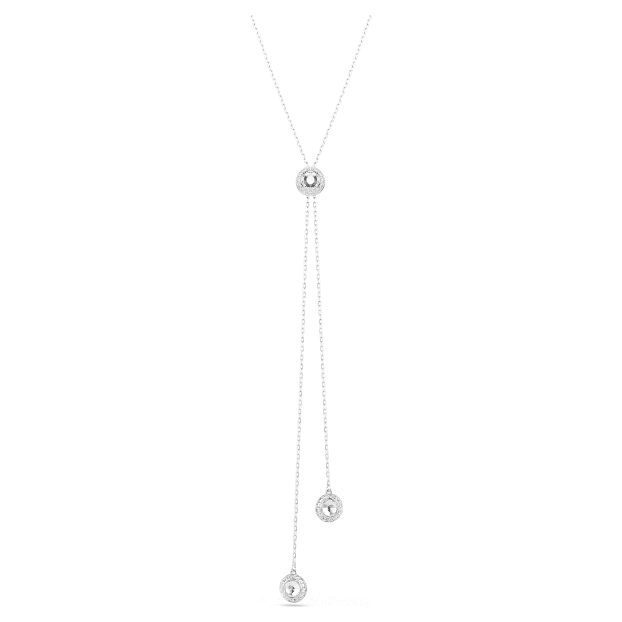 Swarovski Una Angelic Y pendant Round cut, White, Rhodium plated