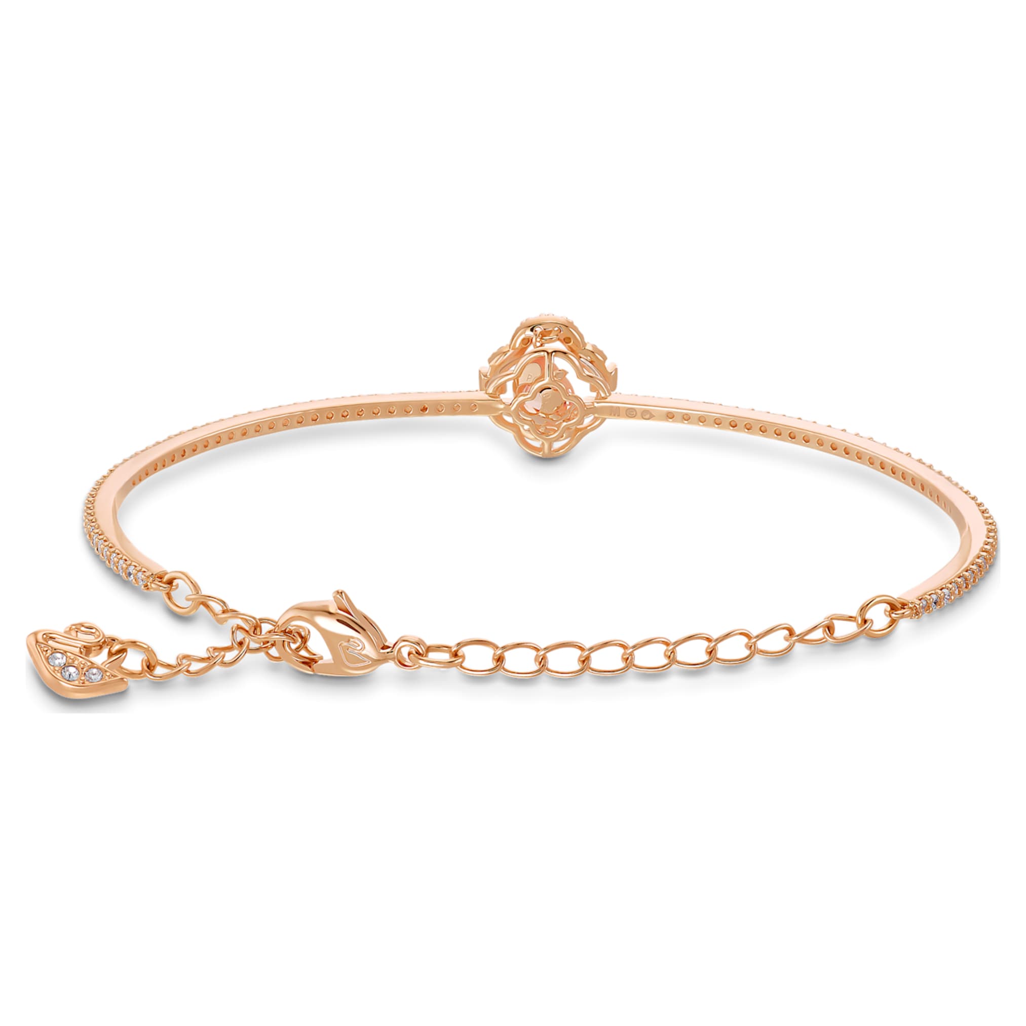 Swarovski Una bangle Clover, Pink, 18K rose gold finish