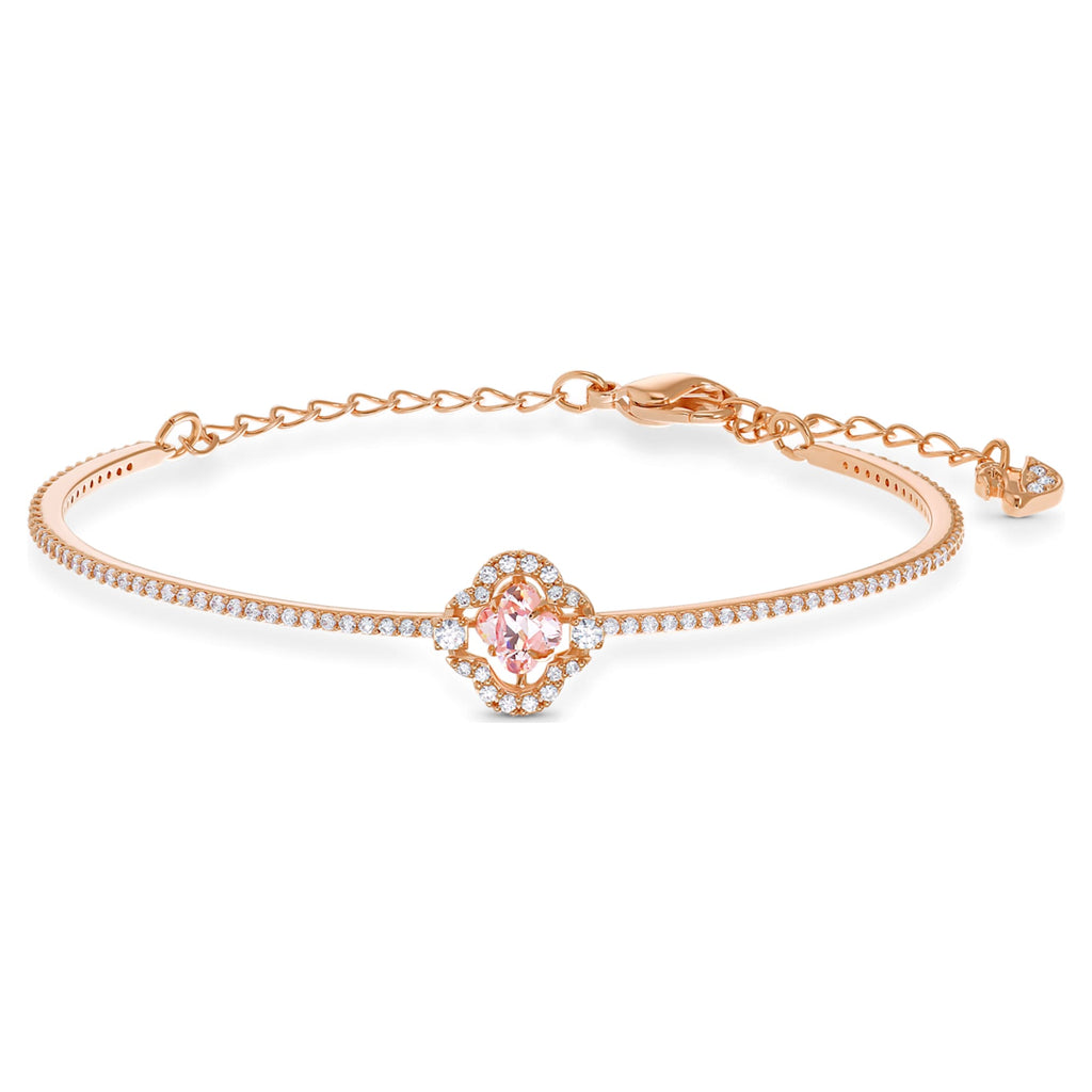 Swarovski Una bangle Clover, Pink, 18K rose gold finish