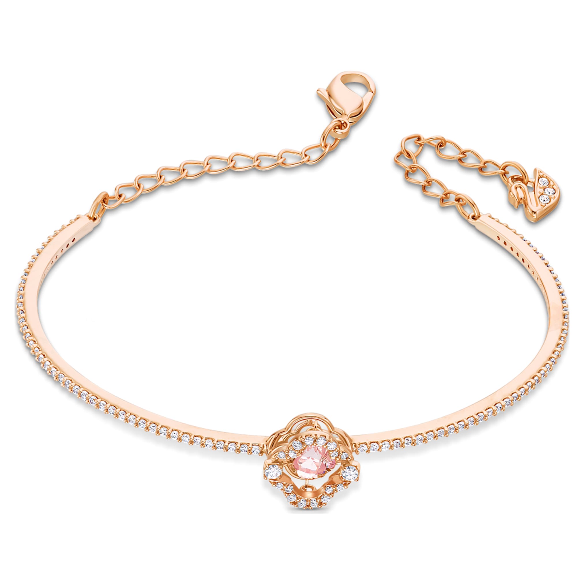 Swarovski Una bangle Clover, Pink, 18K rose gold finish