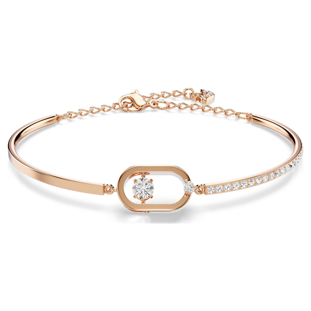 Swarovski Una bracelet Round cut, Oval shape, White, 18K rose gold finish